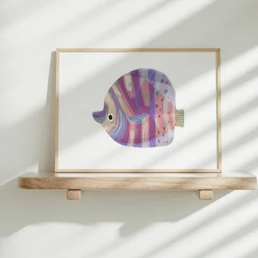 Bubblegum & Fish Personalised Nursery Print